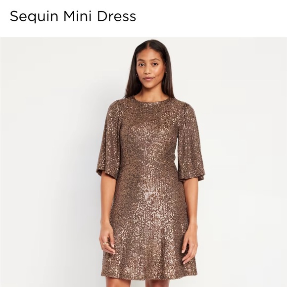 Bronze sequin mini dress from Old Navy. Size Medium. NWT - Picture 2 of 9